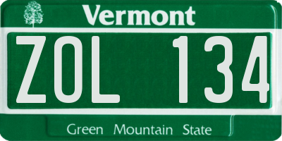 VT license plate ZOL134