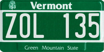 VT license plate ZOL135
