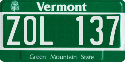 VT license plate ZOL137
