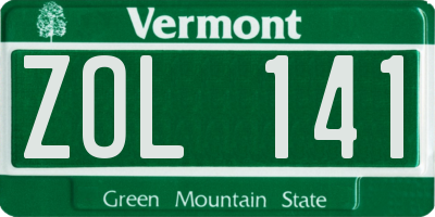 VT license plate ZOL141