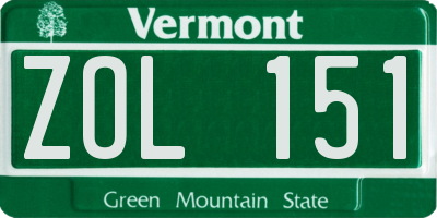 VT license plate ZOL151