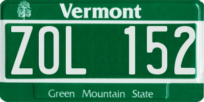 VT license plate ZOL152