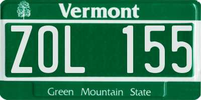 VT license plate ZOL155