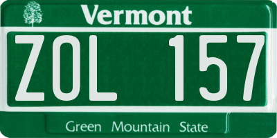 VT license plate ZOL157