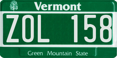 VT license plate ZOL158