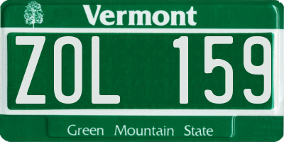 VT license plate ZOL159