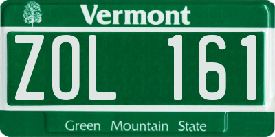 VT license plate ZOL161