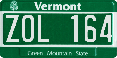 VT license plate ZOL164