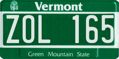 VT license plate ZOL165