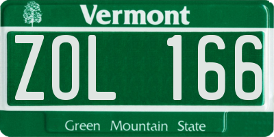 VT license plate ZOL166