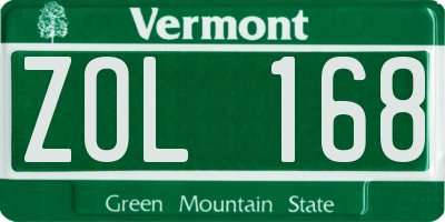 VT license plate ZOL168