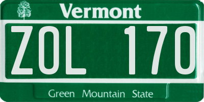 VT license plate ZOL170