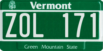 VT license plate ZOL171