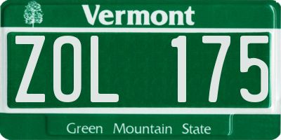 VT license plate ZOL175