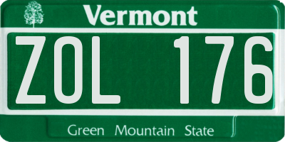 VT license plate ZOL176
