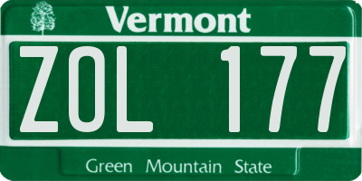 VT license plate ZOL177