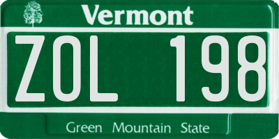 VT license plate ZOL198