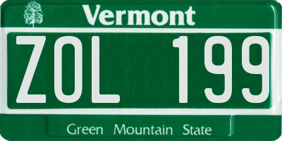 VT license plate ZOL199