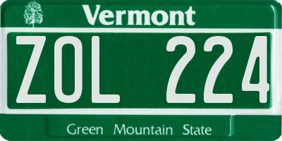 VT license plate ZOL224