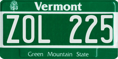VT license plate ZOL225