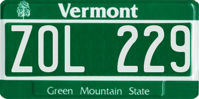 VT license plate ZOL229