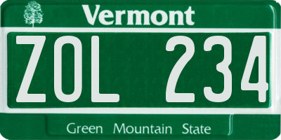 VT license plate ZOL234