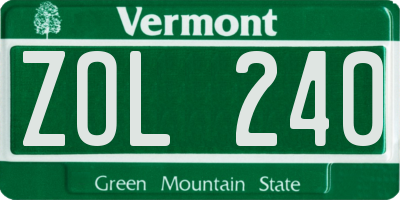 VT license plate ZOL240