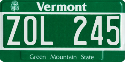 VT license plate ZOL245