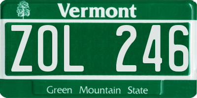 VT license plate ZOL246