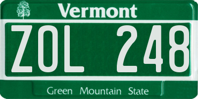 VT license plate ZOL248