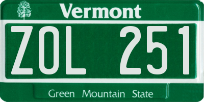 VT license plate ZOL251