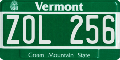 VT license plate ZOL256