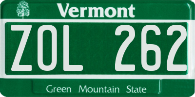 VT license plate ZOL262