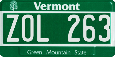 VT license plate ZOL263