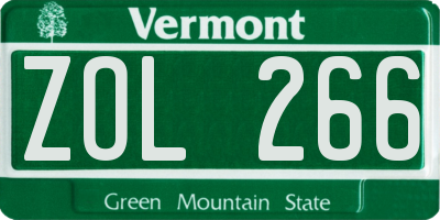 VT license plate ZOL266