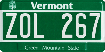 VT license plate ZOL267