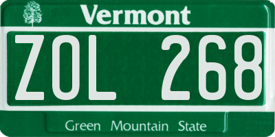 VT license plate ZOL268
