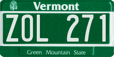 VT license plate ZOL271