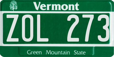 VT license plate ZOL273