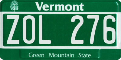 VT license plate ZOL276