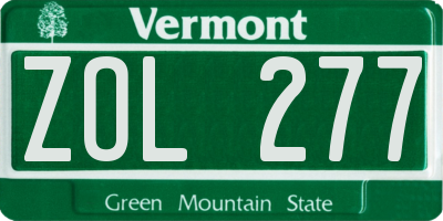 VT license plate ZOL277