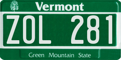 VT license plate ZOL281