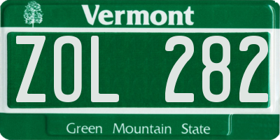 VT license plate ZOL282