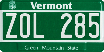 VT license plate ZOL285