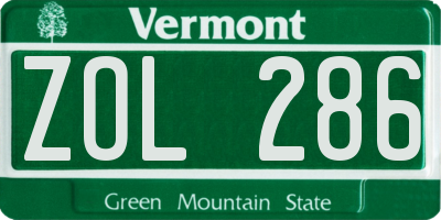 VT license plate ZOL286