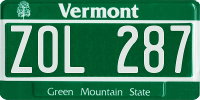 VT license plate ZOL287