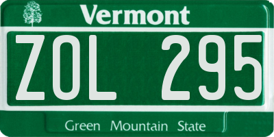 VT license plate ZOL295