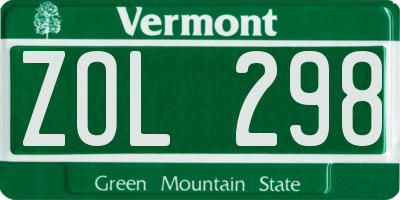 VT license plate ZOL298