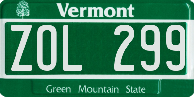 VT license plate ZOL299