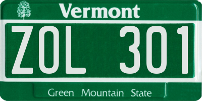 VT license plate ZOL301